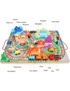 Juego de Bloques de Madera Migargle Tren Educativo 3-5 Años 2