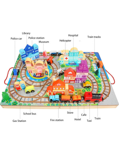 Juego de Bloques de Madera Migargle Tren Educativo 3-5 Años