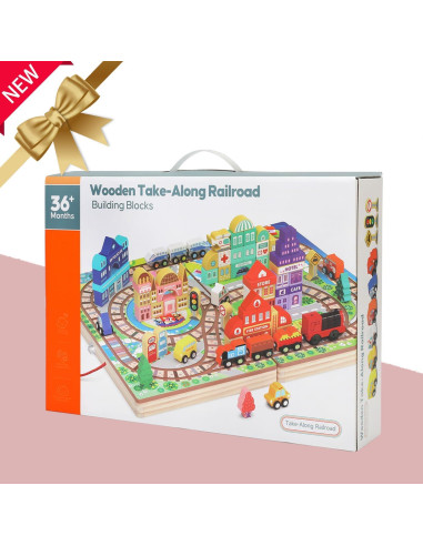 Juego de Bloques de Madera Migargle Tren Educativo 3-5 Años