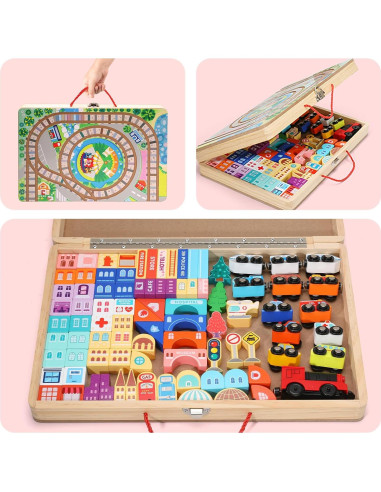 Juego de Bloques de Madera Migargle Tren Educativo 3-5 Años