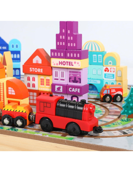 Juego de Bloques de Madera Migargle Tren Educativo 3-5 Años