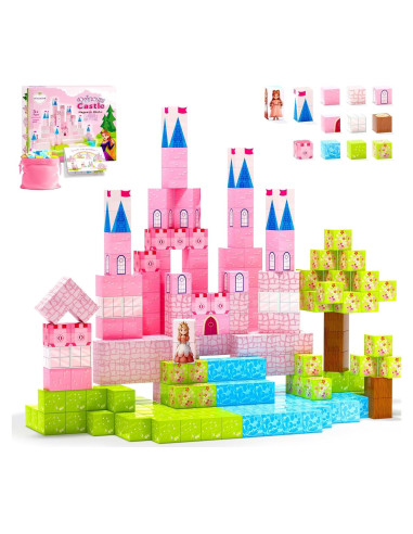 64 Piezas Bloques Magnéticos Hiwawind Castillo Princesa