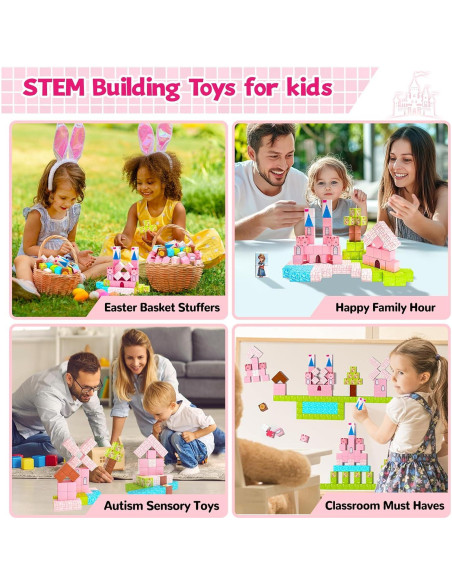 64 Piezas Bloques Magnéticos Hiwawind Castillo Princesa