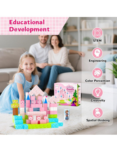 64 Piezas Bloques Magnéticos Hiwawind Castillo Princesa