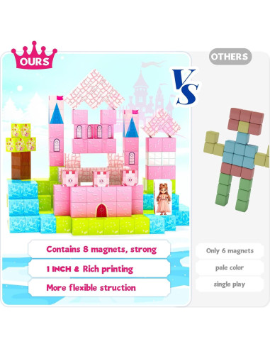 64 Piezas Bloques Magnéticos Hiwawind Castillo Princesa