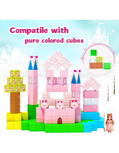 64 Piezas Bloques Magnéticos Hiwawind Castillo Princesa