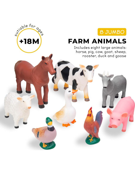 Juego de 8 Figuras de Animales de Granja Learning Minds