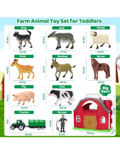 Juego de Granja Roja Ellinjan con Animales y Tractor 27,9 cm 2