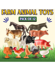 Juguetes de Animales de Granja Bedwina - 12 Figuras Realistas 2