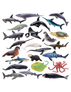 Figuras de Animales Oceánicos TOYMANY 24 Piezas Realistas