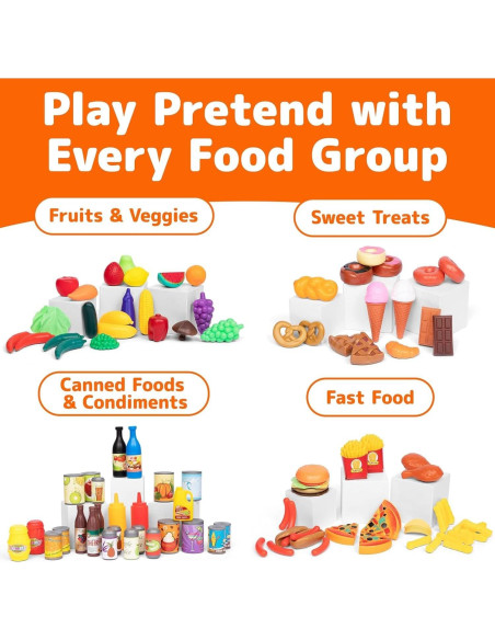Set de Comida de Juguete Jaxojoy 122 Piezas Cocina Infantil