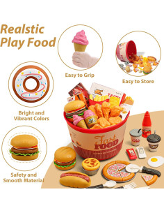Set de Juguetes de Comida 80 Pcs Rongxing para Niños 3-5 Años 2