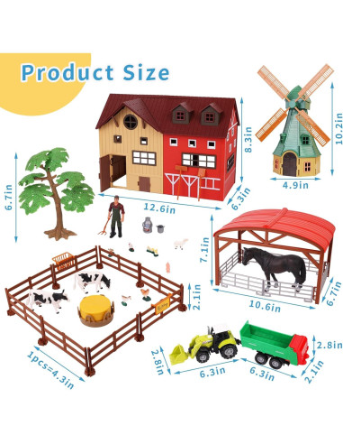 Set de Juguetes de Animales de Granja Peagprav 140 Piezas