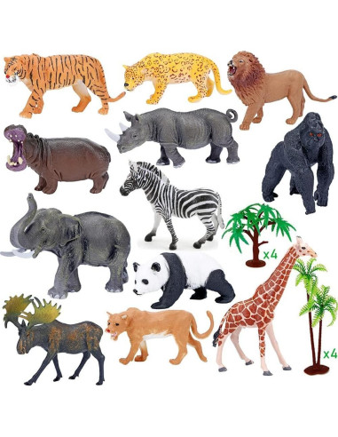 BOLZRA Juego de Animales de Safari 22 Pcs con Alfombrilla