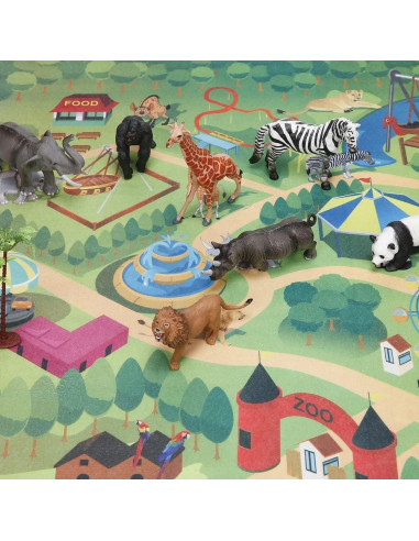 BOLZRA Juego de Animales de Safari 22 Pcs con Alfombrilla
