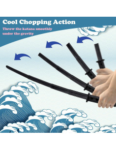 2 Espadas Samurai Retráctiles VINRINMO 73,66 cm Plástico Negro 2