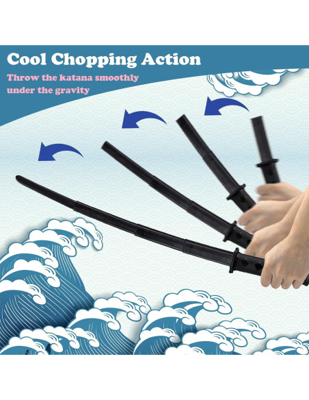 2 Espadas Samurai Retráctiles VINRINMO 73,66 cm Plástico Negro
