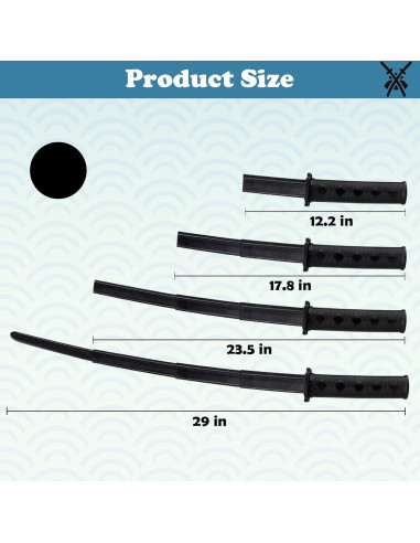 2 Espadas Samurai Retráctiles VINRINMO 73,66 cm Plástico Negro