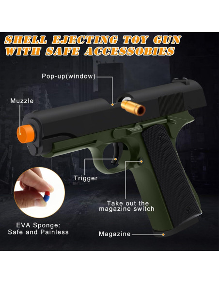 Pistola de Juguete Spcozgil con 50 Balas de Espuma EVA Pistola de Juguete Spcozgil con 50 Balas de Espuma EVA