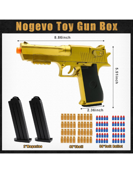 Pistola de Juguete Nogevo con Balas Blandas y Casquillos