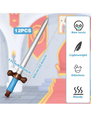 Juego de 12 Espadas Pirata Inflables CANIPHA 60 cm