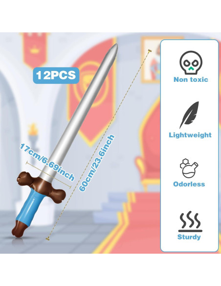 Juego de 12 Espadas Pirata Inflables CANIPHA 60 cm