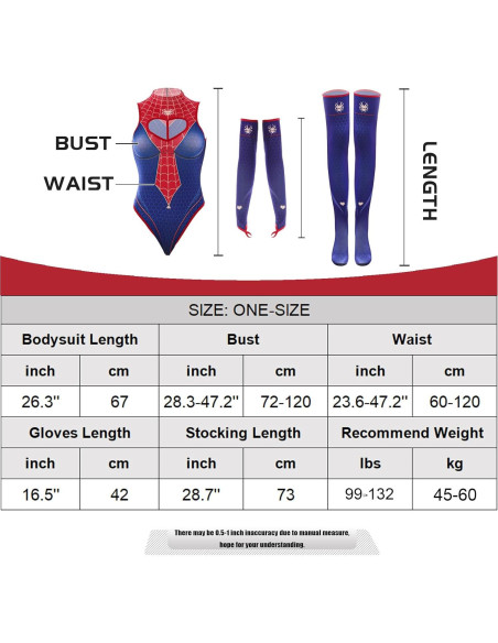 Disfraz bodysuit CharmSpider mujer azul y rojo corte corazón