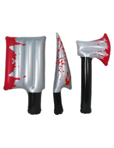 Juego de 3 Armas Inflables Halloween Ou Shen - Cuchillo, Hacha y Chef