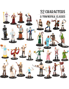 Set de Miniaturas de Fantasía 32 Pobladores Pintados a Mano 2