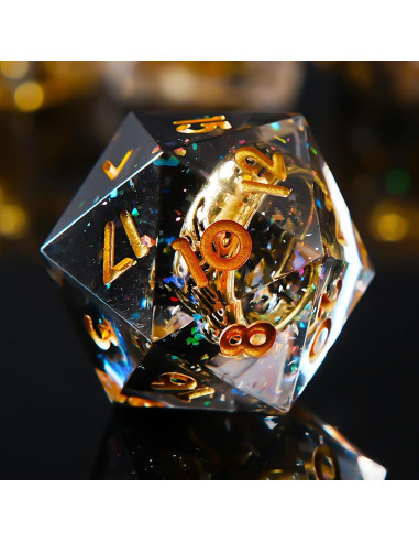 Juego de Dados DND FTNNGIME Poliedricos Oro Negro