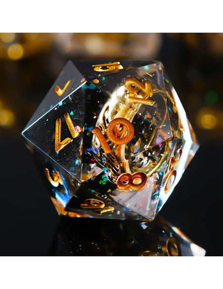 Juego de Dados DND FTNNGIME Poliedricos Oro Negro