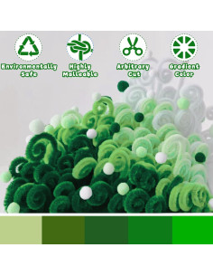 200 Limpiapipas Chenille NafuXiaJJia Verde Gradiente para Manualidades 2