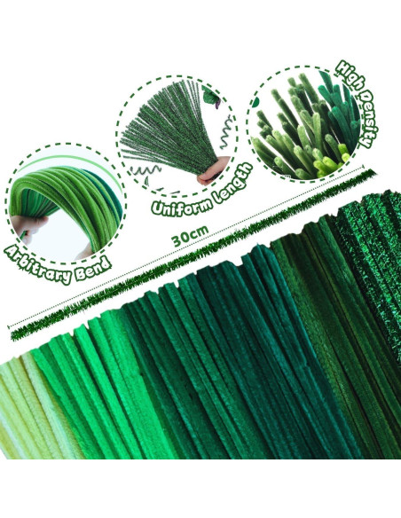 200 Limpiapipas Chenille NafuXiaJJia Verde Gradiente para Manualidades