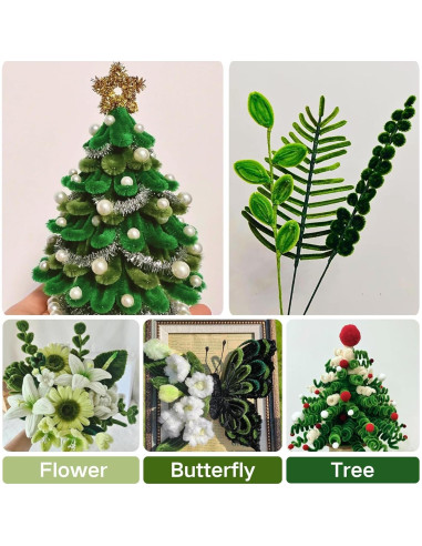 200 Limpiapipas Chenille NafuXiaJJia Verde Gradiente para Manualidades