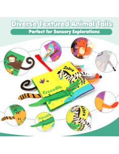 Libro de Tela Arrugado para Bebés beiens - Colas de la Selva 2