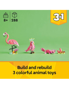 LEGO Creator 3 en 1 Animales Salvajes Flamenco Rosa 288 Piezas 2
