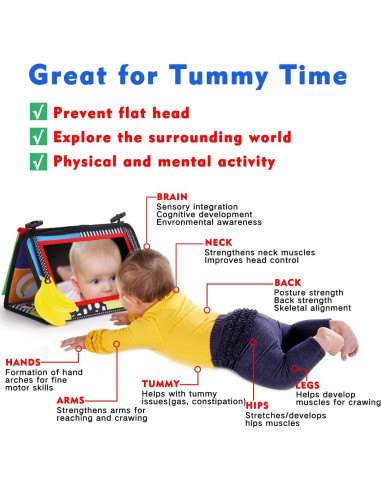 Espejo Tummy Time Bebés Thremhoo con Libro Sensorial