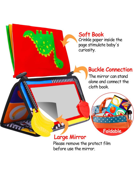 Espejo Tummy Time Bebés Thremhoo con Libro Sensorial