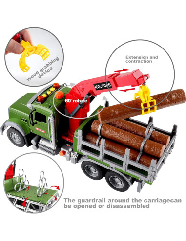 Camión de Madera Dwi Dowellin con Grúa y 6 Troncos