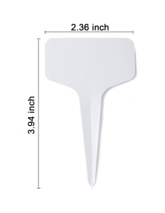 100 Etiquetas de Jardín MIHEY Tipo T con Bolígrafo Blancas 6x10cm 2