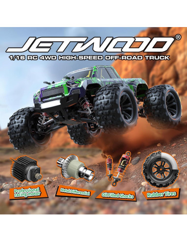 Coche RC Jetwood JC16W 4WD 1/16 Offroad 38 km/h 2 Baterías