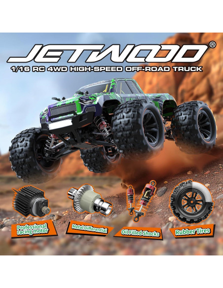 Coche RC Jetwood JC16W 4WD 1/16 Offroad 38 km/h 2 Baterías Coche RC Jetwood JC16W 4WD 1/16 Offroad 38 km/h 2 Baterías