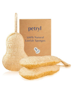 Esponja Exfoliante de Loofah Natural Petryl - Doble Cara, Orgánica, 3 Unidades