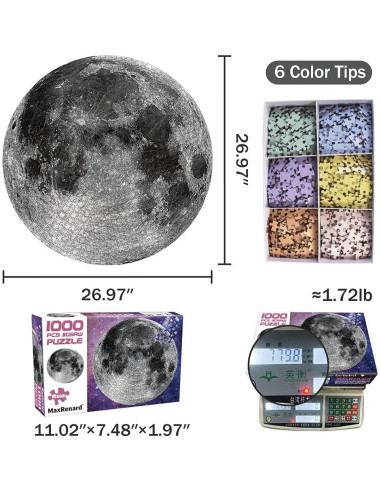 Rompecabezas Redondo 1000 Piezas MaxRenard La Luna 68,4 cm