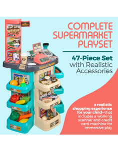 Conjunto de Supermercado MEDca 47 Piezas con Escáner y Carrito 2