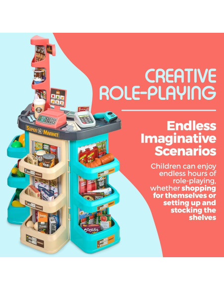 Conjunto de Supermercado MEDca 47 Piezas con Escáner y Carrito
