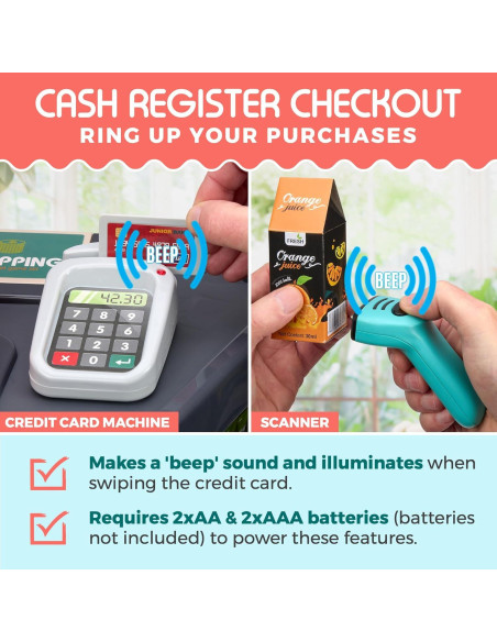 Conjunto de Supermercado MEDca 47 Piezas con Escáner y Carrito