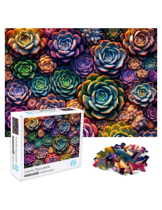 Puzzle Crowm 1000 Piezas Suculentas Coloridas 70x50 cm