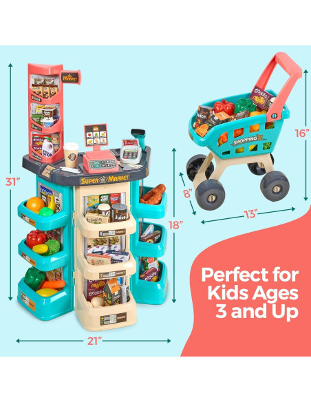 Conjunto de Supermercado MEDca 47 Piezas con Escáner y Carrito