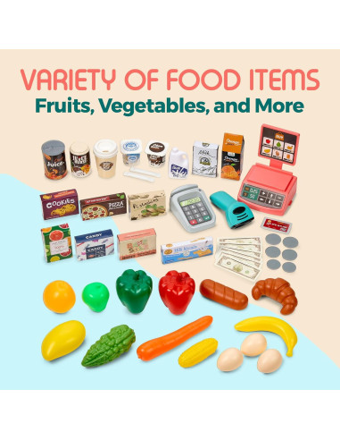 Conjunto de Supermercado MEDca 47 Piezas con Escáner y Carrito